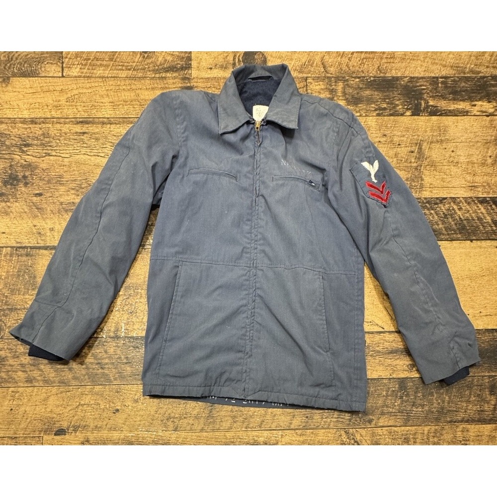 VTG 1975 Navy So-Sew Styles Inc. Vietnam Era Mens 34 Dark Blue Lined Named